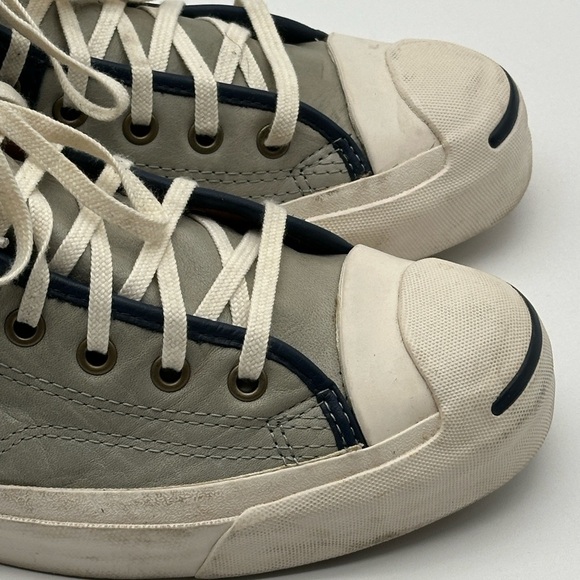 Converse Jack Purcell Johnny Hi-Top Sneakers Men's 9.5/Women's 11 Gray Leather - Picture 5 of 14